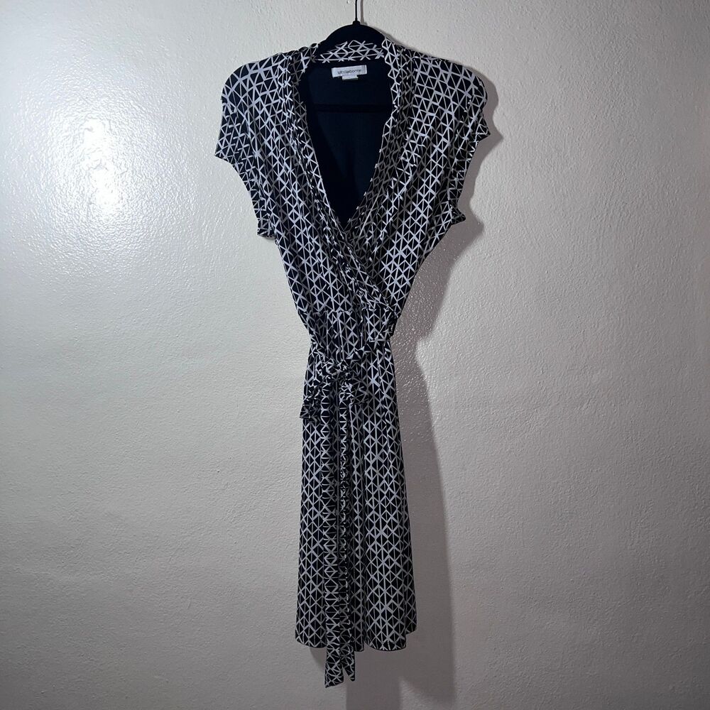 Liz Claiborne Large Maxi Dress Women  Blackwhite Geometric Abstract Smocked  Sum